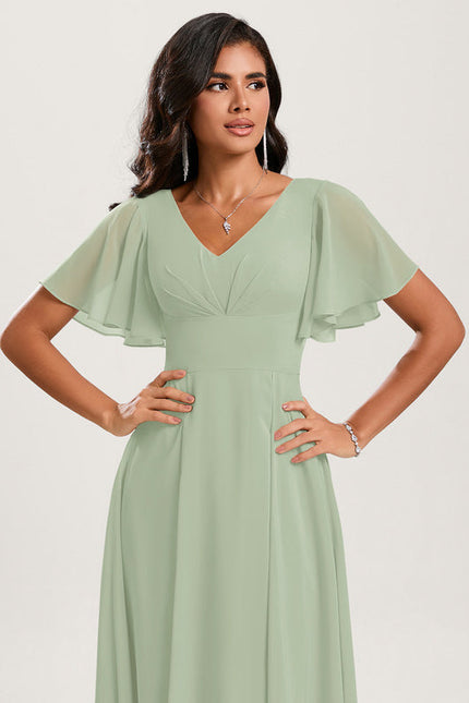 Robe Demoiselle D'Honneur Asymétrique Fluide - gallery 4