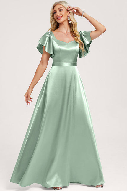 Robe Demoiselle D'Honneur Satin Vert Émeraude - gallery 2