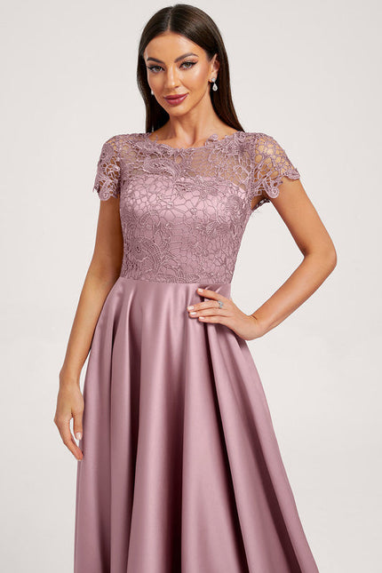 Robe Demoiselle D'Honneur Satin Mauve Élégante - gallery 1