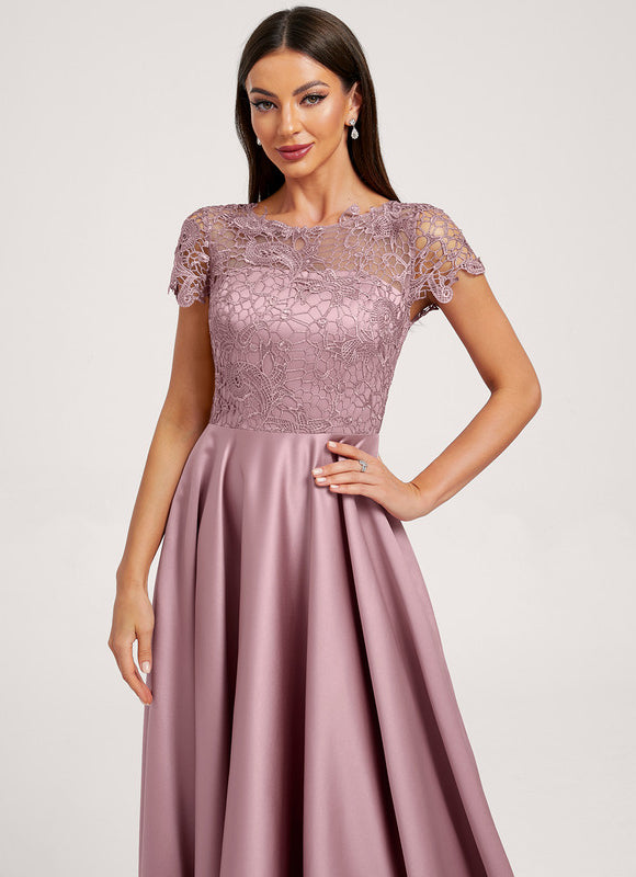Robe Demoiselle D'Honneur Satin Mauve Élégante - gallery 1