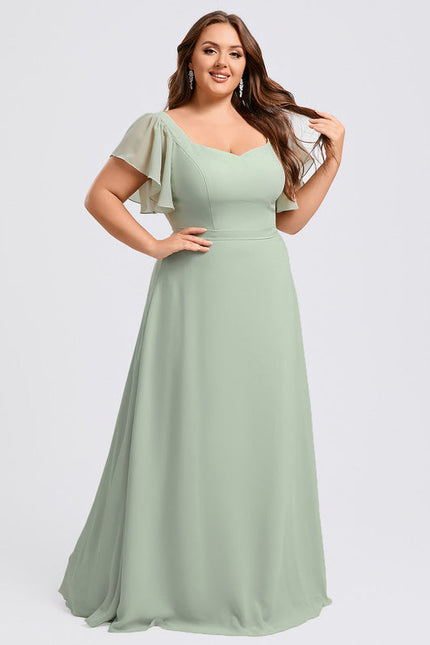 Robe Demoiselle D'Honneur À Volants Rose Pâle - gallery 8