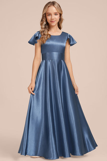 Robe Demoiselle D'Honneur Satinée Bleu Ciel