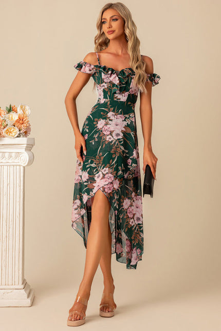 Robe Demoiselle D'Honneur Florale Évasée - gallery 2