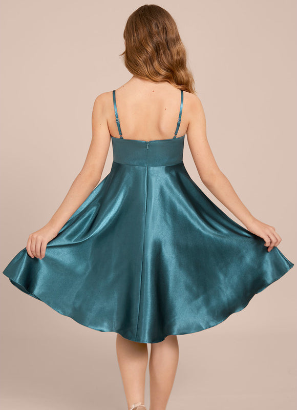 Robe Demoiselle D'Honneur Satin Vert Clair - gallery 4