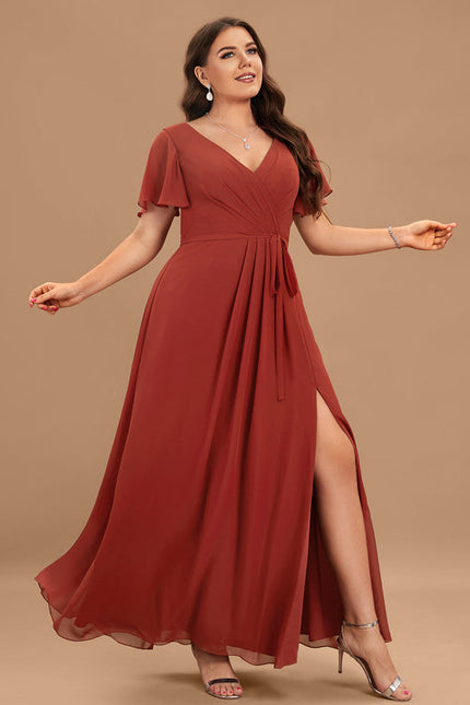 Robe Demoiselle D'Honneur Mousseline Beige - gallery 6