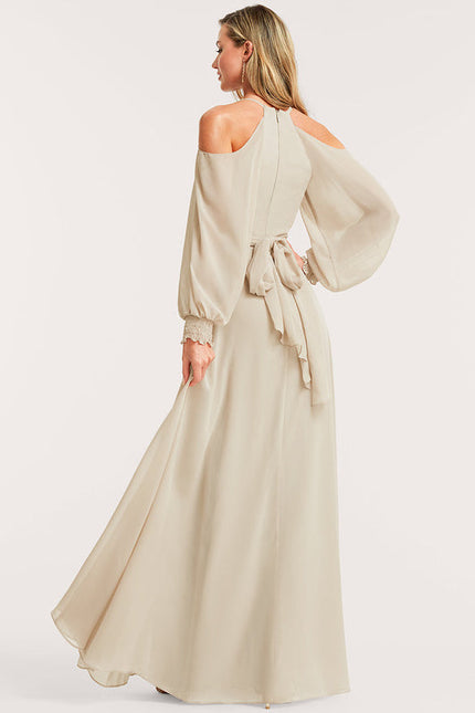 Robe Demoiselle D'Honneur Fluide Beige - gallery 4