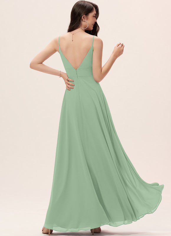 Robe Demoiselle D'Honneur Mousseline Beige - gallery 1