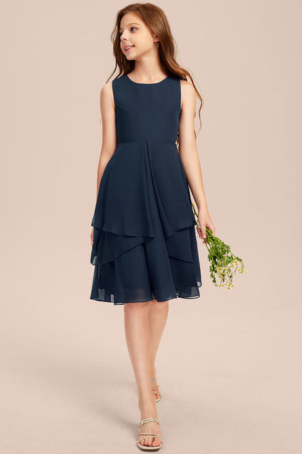 Robe Demoiselle D'Honneur Bleu Nuit Fluide - gallery 7