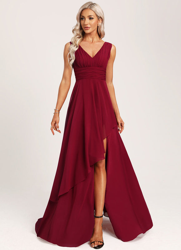 Robe Demoiselle D'Honneur À Volants Rose Pâle - gallery 5