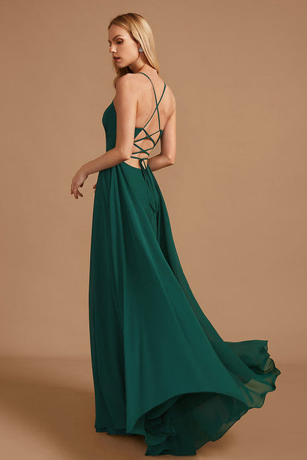 Robe Demoiselle D'Honneur Satin Émeraude - gallery 6