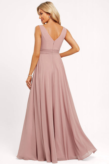 Robe Demoiselle D'Honneur Mousseline Beige - gallery 5