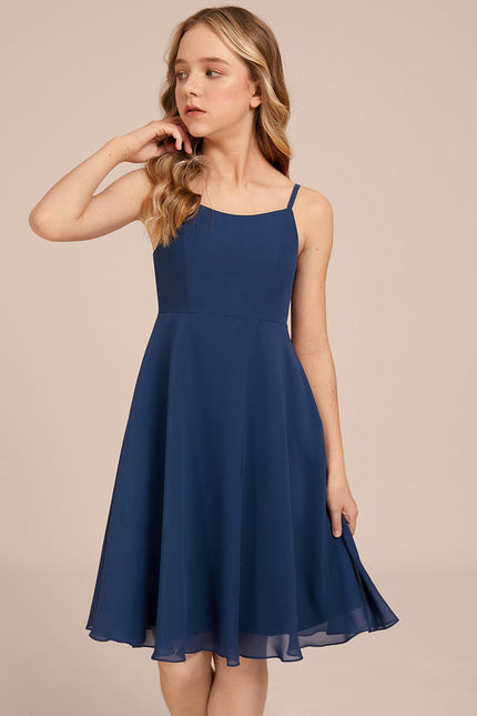 Robe Demoiselle D'Honneur Bleu Nuit Fluide - gallery 3