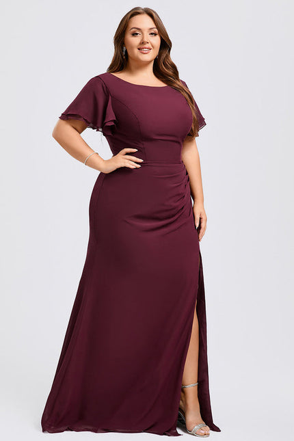 Robe Demoiselle D'Honneur Flottante Bordeaux - gallery 6