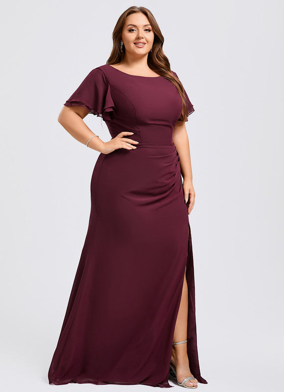 Robe Demoiselle D'Honneur Flottante Bordeaux - gallery 6