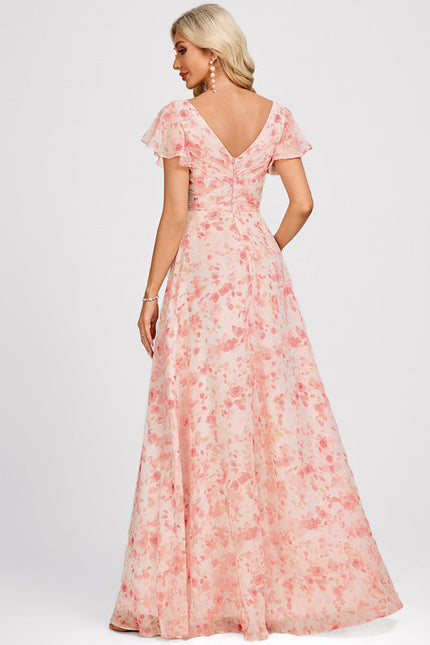 Robe Demoiselle D'Honneur À Volants Rose Pâle - gallery 5