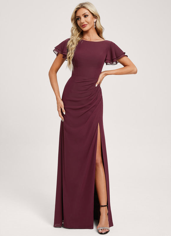 Robe Demoiselle D'Honneur Flottante Bordeaux
