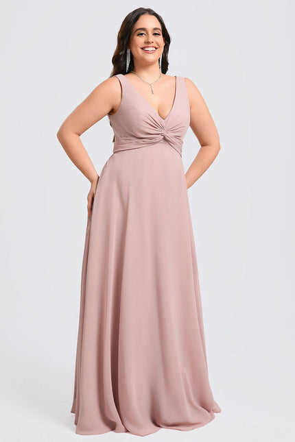 Robe Demoiselle D'Honneur Mousseline Beige - gallery 9