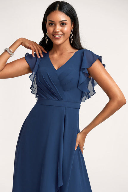 Robe Demoiselle D'Honneur Asymétrique Fluide - gallery 1