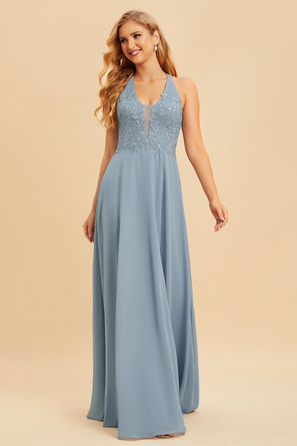 Robe Demoiselle D'Honneur Fluide Rose Pâle - gallery 2