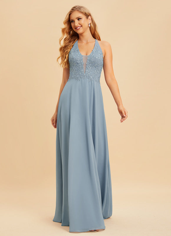 Robe Demoiselle D'Honneur Fluide Rose Pâle - gallery 2