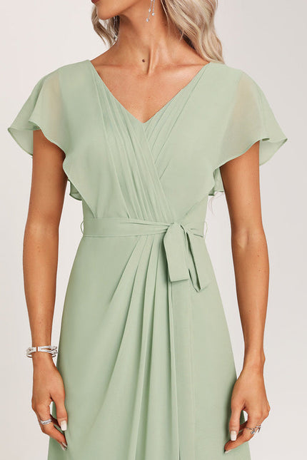 Robe Demoiselle D'Honneur À Volants Rose Pâle - gallery 1