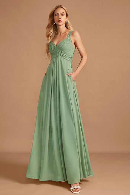 Robe Demoiselle D'Honneur À Volants Rose Pâle - gallery 1