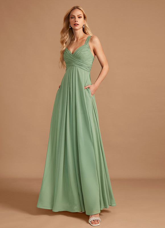 Robe Demoiselle D'Honneur À Volants Rose Pâle - gallery 1