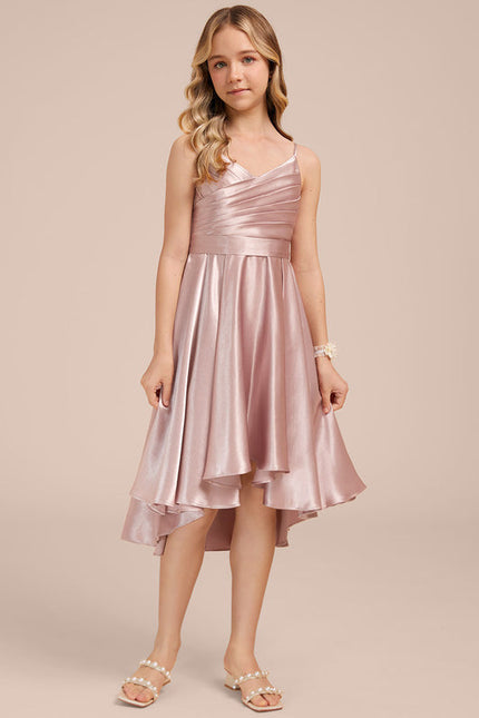 Robe Demoiselle D'Honneur Satin Rose Chic - gallery 5