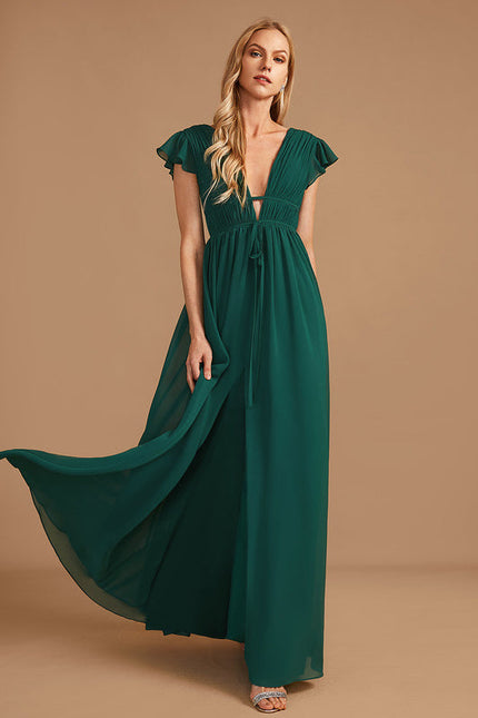 Robe Demoiselle D'Honneur Mousseline Beige - gallery 3