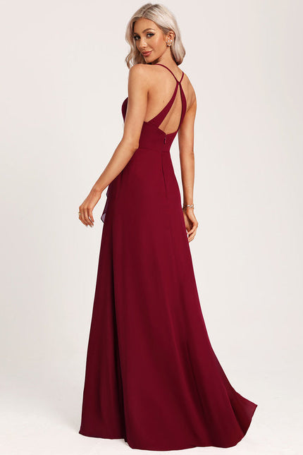 Robe Demoiselle D'Honneur Mousseline Beige - gallery 3