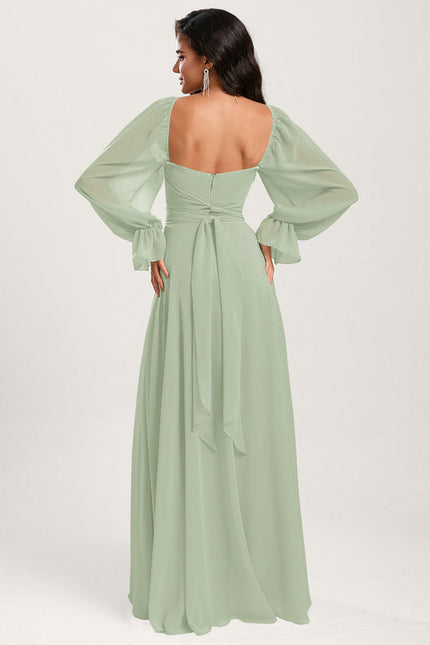 Robe Demoiselle D'Honneur Fluide Vert Doux - gallery 5