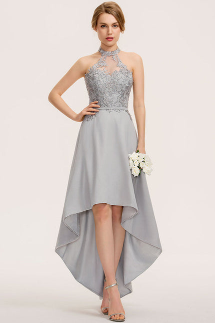 Robe Demoiselle D'Honneur Gris Élégant Flottant - gallery 1