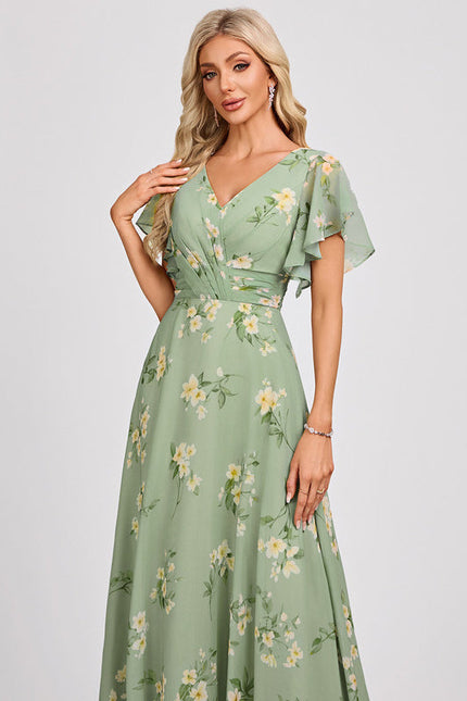 Robe Demoiselle D'Honneur À Volants Rose Pâle - gallery 4