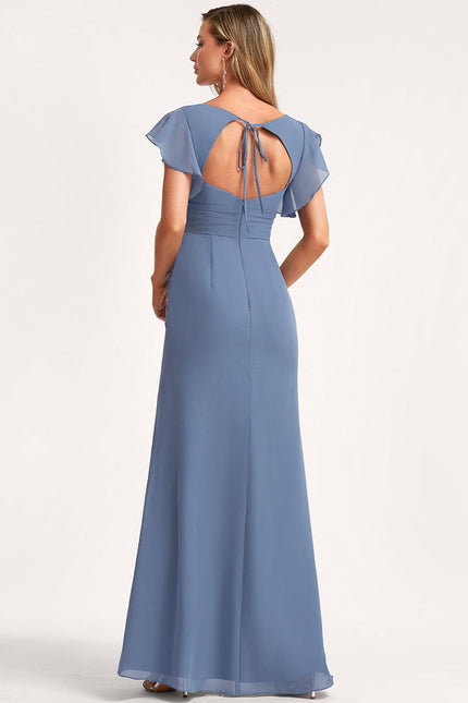 Robe Demoiselle D'Honneur À Volants Rose Pâle - gallery 5