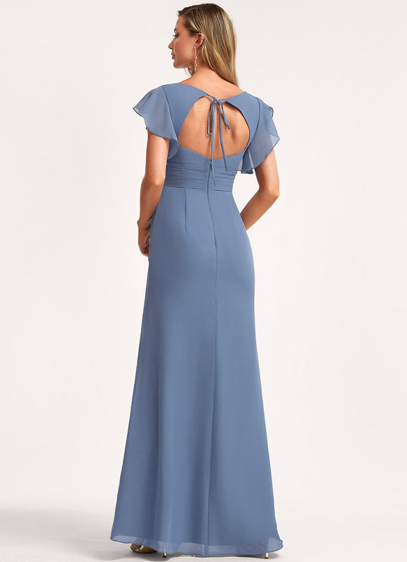 Robe Demoiselle D'Honneur À Volants Rose Pâle - gallery 5