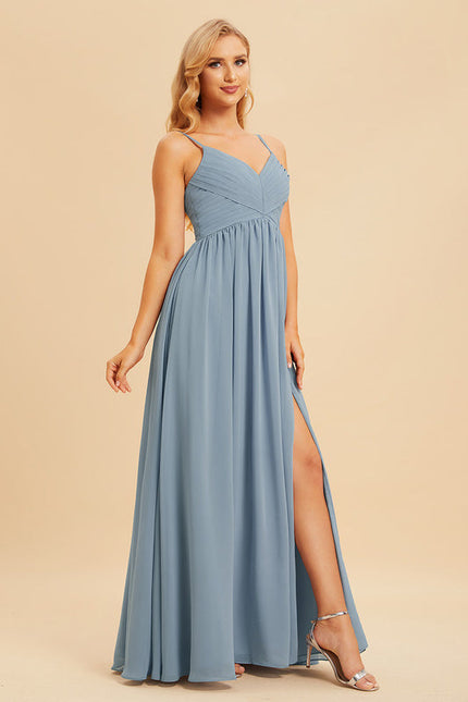 Robe Demoiselle D'Honneur Mousseline Beige - gallery 3