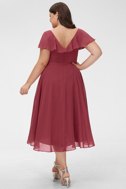 Robe Demoiselle D'Honneur Asymétrique Fluide - gallery 8