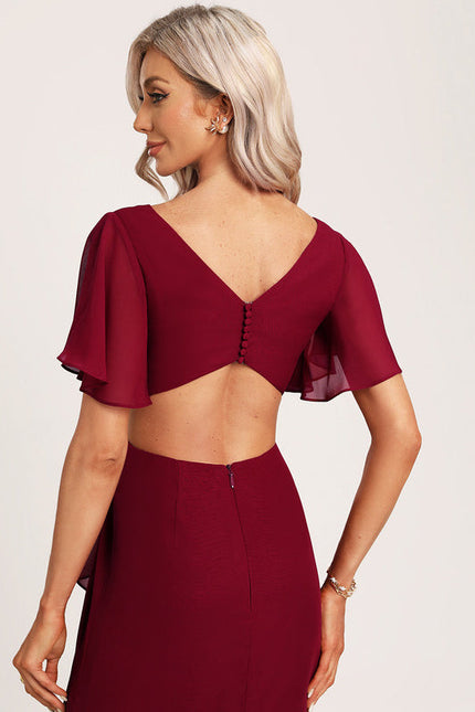 Robe Demoiselle D'Honneur À Volants Rose Pâle - gallery 3