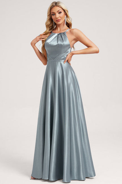 Robe Demoiselle D'Honneur Satin Bleu Nuit