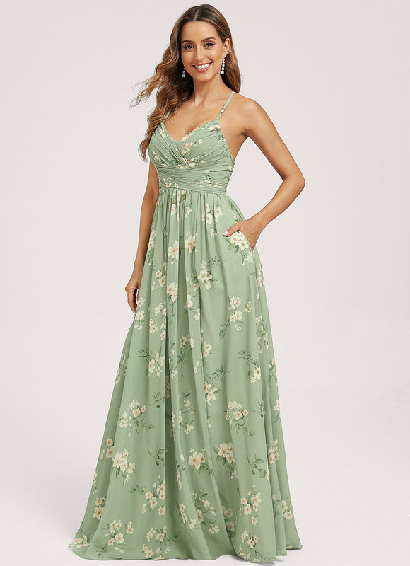 Robe Demoiselle D'Honneur Mousseline Beige - gallery 3