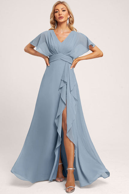 Robe Demoiselle D'Honneur À Volants Rose Pâle - gallery 5