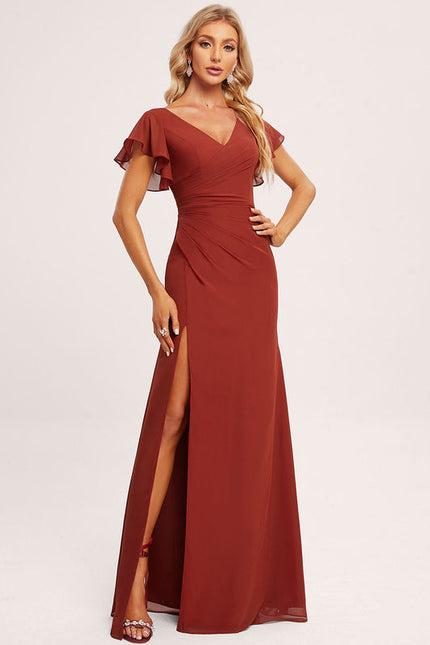 Robe Demoiselle D'Honneur À Volants Rose Pâle