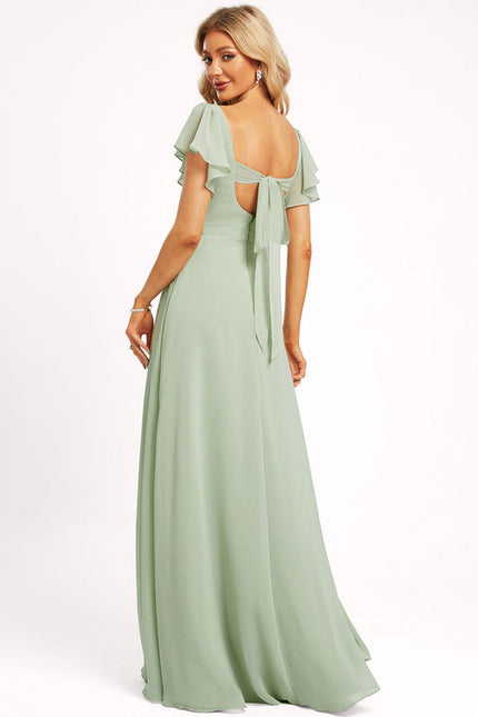 Robe Demoiselle D'Honneur À Volants Rose Pâle - gallery 4