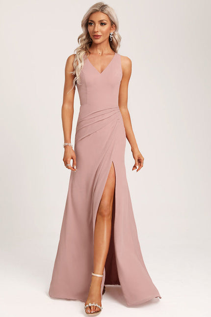 Robe Demoiselle D'Honneur À Volants Rose Pâle