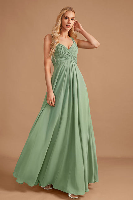 Robe Demoiselle D'Honneur À Volants Rose Pâle - gallery 2