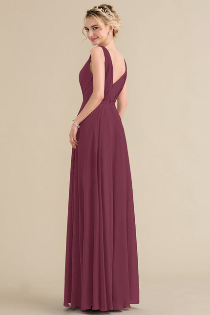 Robe Demoiselle D'Honneur Élégante Bordeaux - gallery 1