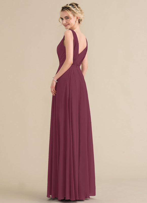 Robe Demoiselle D'Honneur Élégante Bordeaux - gallery 1