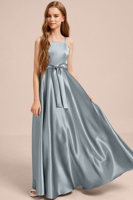 Robe Demoiselle D'Honneur Satinée Bleu Ciel - gallery 4