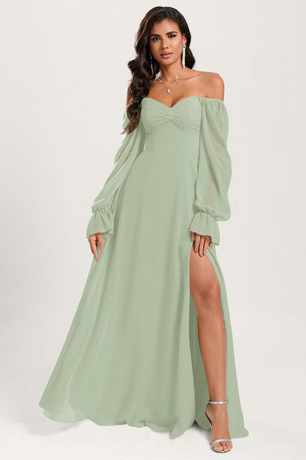 Robe Demoiselle D'Honneur Fluide Vert Doux - gallery 6