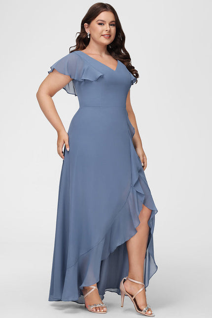 Robe Demoiselle D'Honneur Asymétrique Fluide - gallery 8